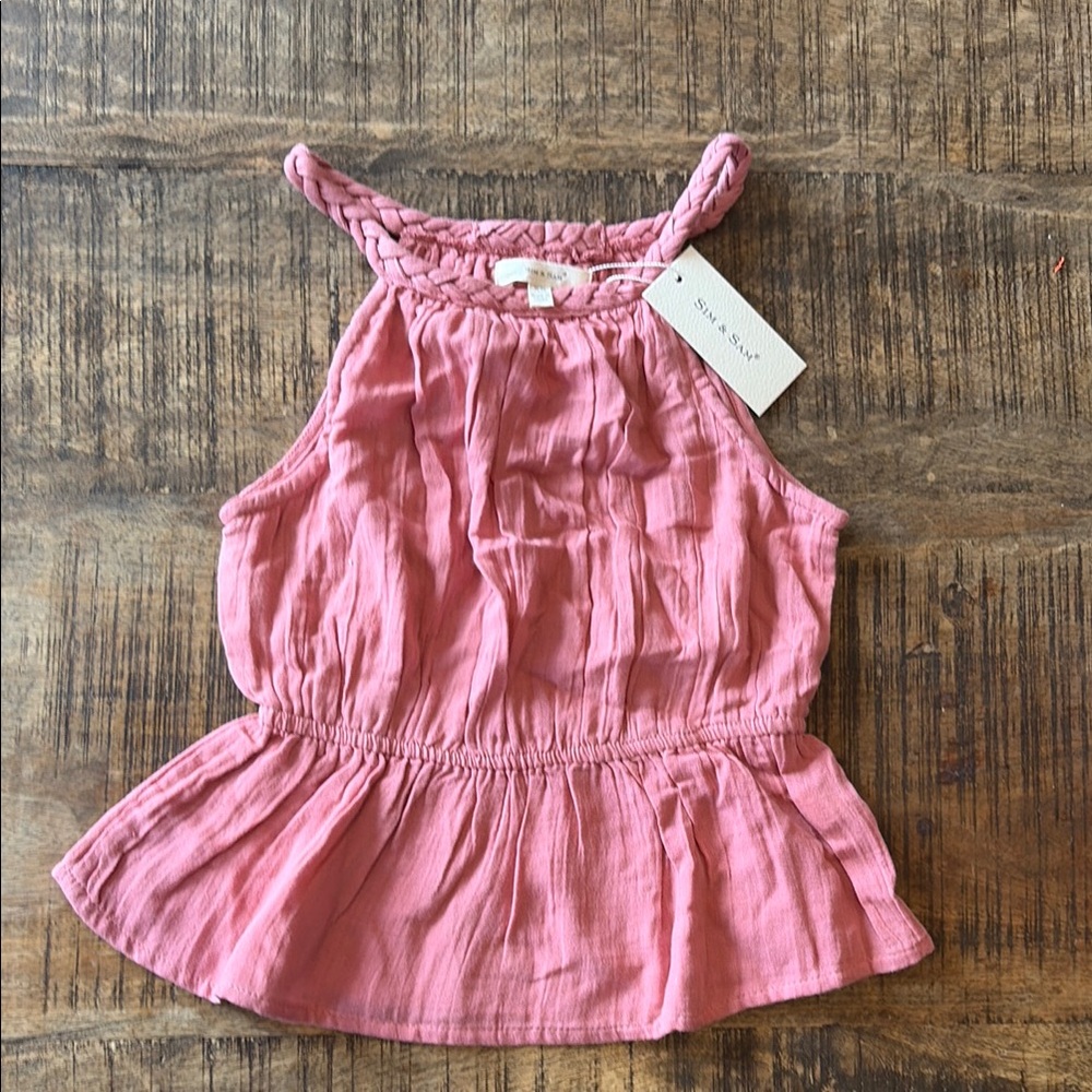 Girls Braided Halter Tank Top in Dusty Pink